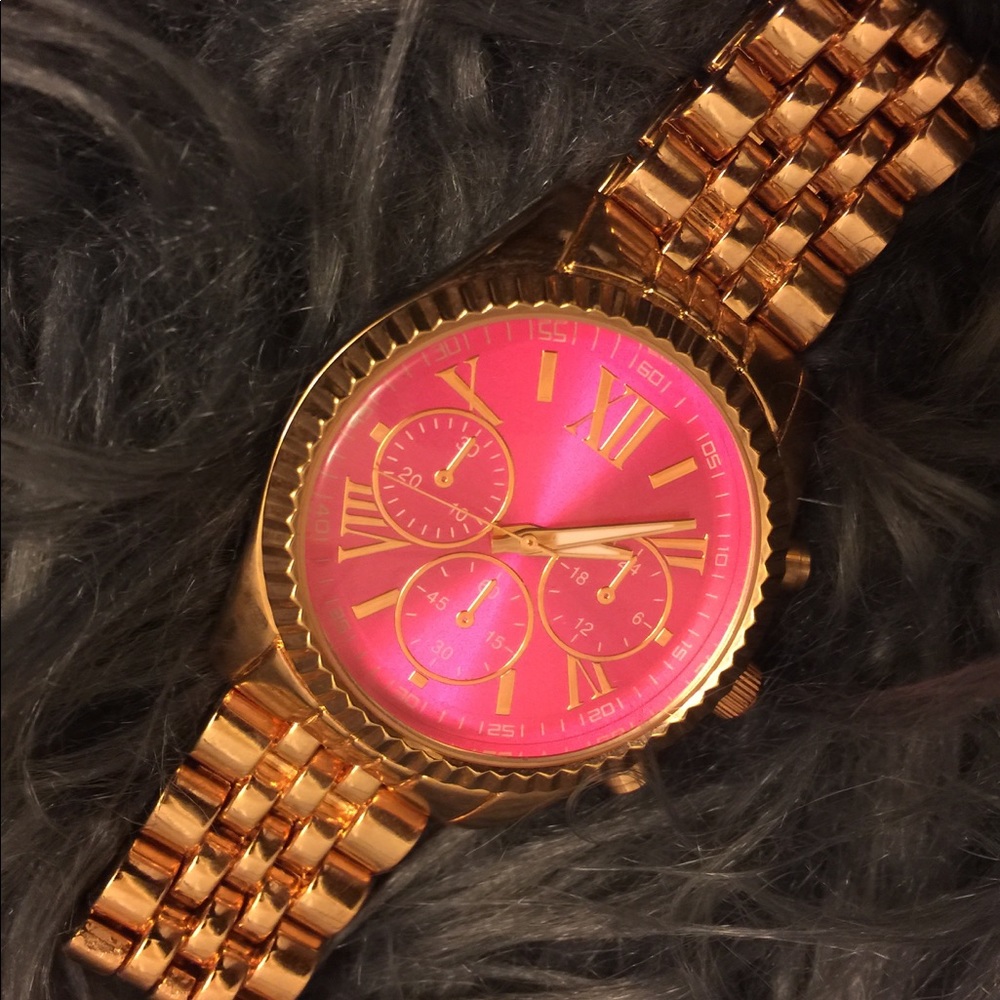 Pink and Gold Link Watch
